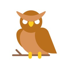 brown owl, halloween character set icon, flat design 