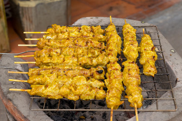 traditional roast pork in street food Thailand
