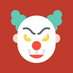scary joker, halloween character set icon, flat design 