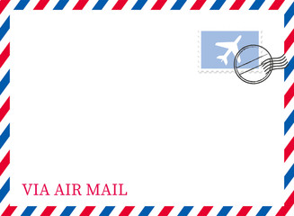 エアメールのイラスト背景（切手・消印付き）　ベクターデータ｜トリコロールカラー｜Airmail
