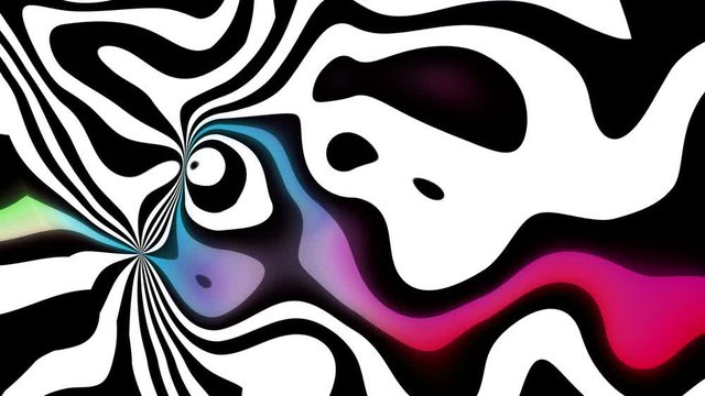 waves Abstract psychedelic illusion black and white lines and watercolor background. Ultra HD, 4k 3840x2160