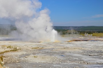 Clepsydra Geyser located in the Fountain Paint Pot area of Yellowstone, national park, Wyoming, USA