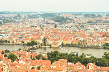 Fototapeta na wymiar Prague, Czech Republic, top view of the city