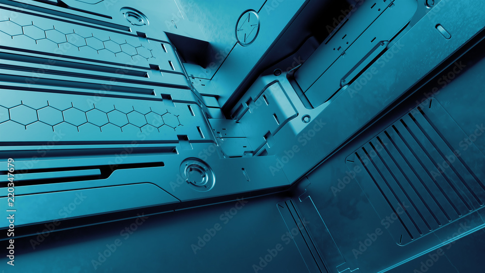 Aufkleber 3d render sci-fi high detailed surfaces. future background with complex forms and shapes. technology