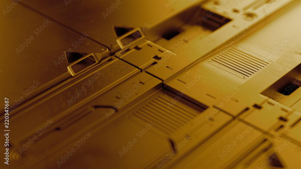 Aufkleber 3d render sci-fi high detailed surfaces. future background with complex forms and shapes. technology
