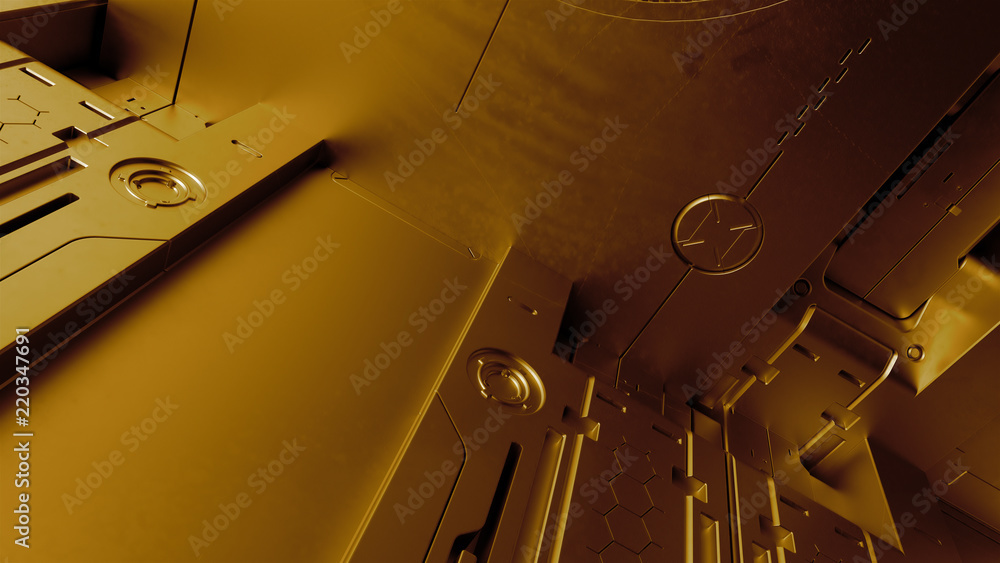 Aufkleber 3d render sci-fi high detailed surfaces. future background with complex forms and shapes. technology