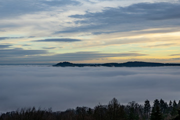 Autumn sunset in mountains