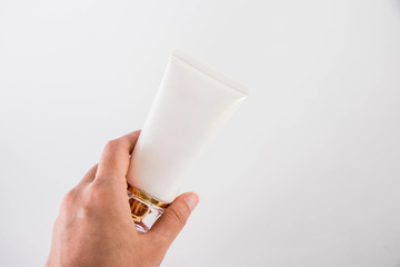 Facial cleansing foam on a white background