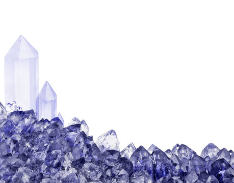 isolated sapphire long blue crystal group