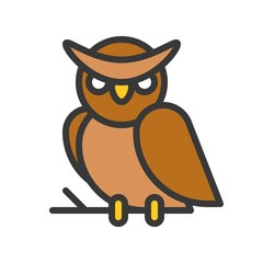owl, halloween character editable stroke
