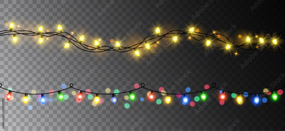 Canvas Prints vector realistic seamless light garland set isolated on dark background