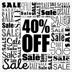 Obraz premium 40% OFF Sale word cloud collage, business concept background