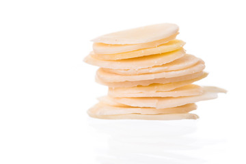 Sliced almonds isolated white background