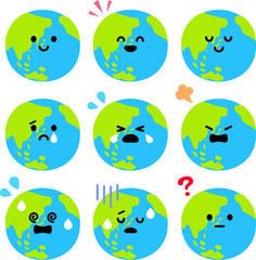 地球のキャラクターのいろいろな表情