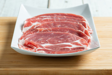 Raw fresh pork neck chop meat