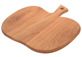 wooden cutting board in the shape of an apple or a pumpkin isolated on a white background