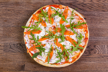 Pizza with salmon