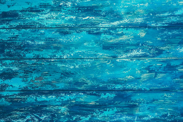 Fototapeta na wymiar Turquoise wooden old texture, painted boards, background