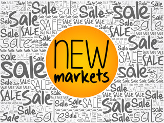 New Markets word cloud collage, business concept background