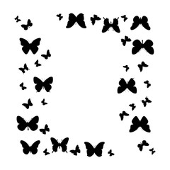 Fototapeta na wymiar vector, isolated, background, postcard, silhouette of flying butterflies