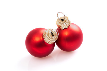 red christmas balls isolated on white