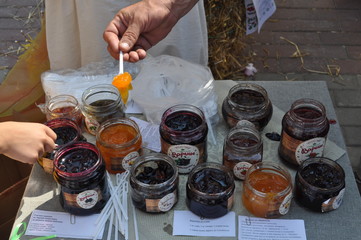 Jars of tasty jam for testing on the homemade market   © Marine