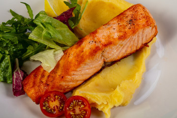 Grilled salmon steak