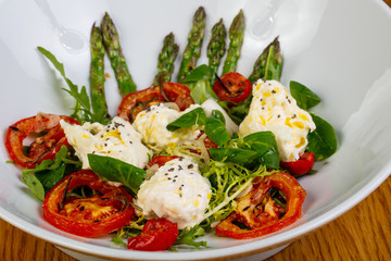 Salad with cheese and asparagus