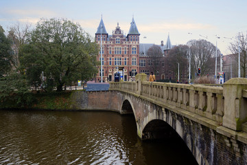Amsterdam, Netherlands, cityscape. The historic centre of Amsterdam is characterized by a large...