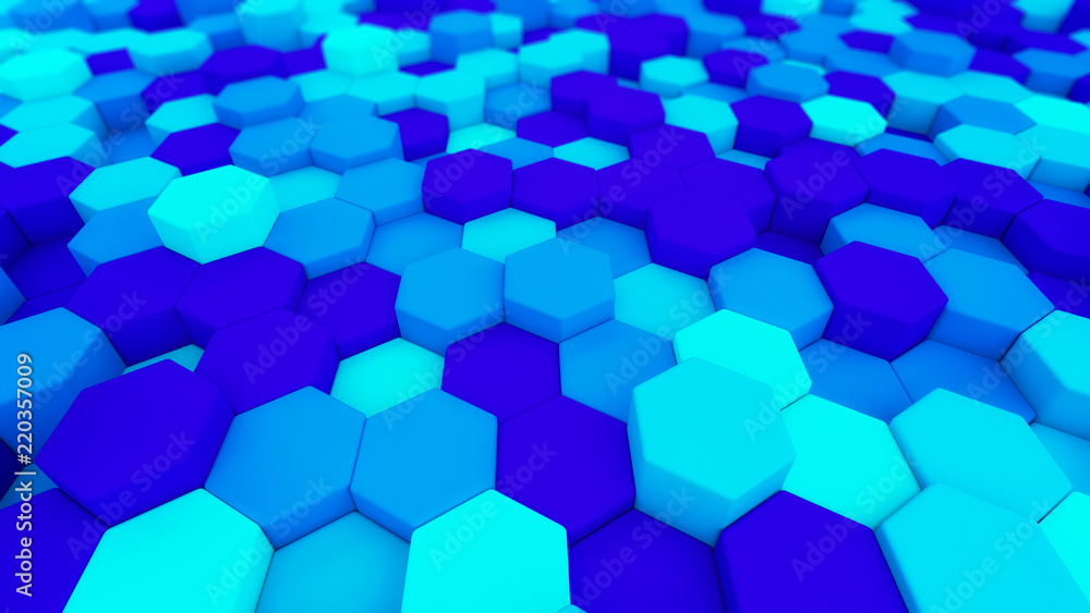 Poster digital data. hexagon shape in structure of architecture technology concept on blue background, 3d a