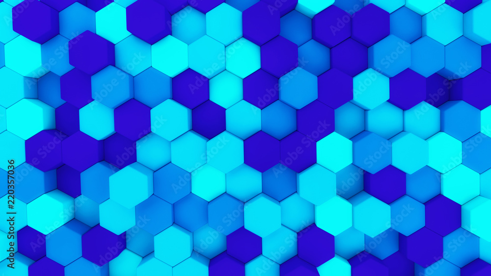Poster digital data. hexagon shape in structure of architecture technology concept on blue background, 3d a