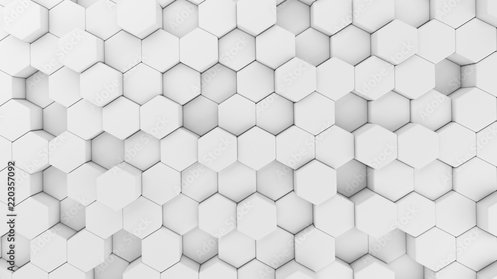 Poster digital data. hexagon shape in structure of architecture technology concept on white background, 3d 