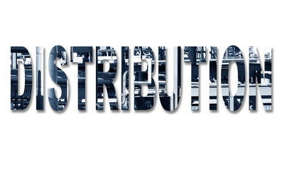 Distribution with an image of a gas terminal inside the text in blue with shadow