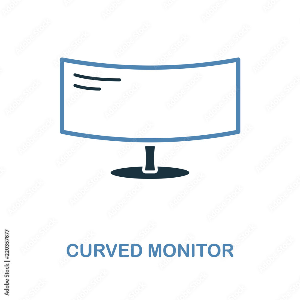 Poster curved monitor icon in two colors. simple element symbol. curved monitor icon design from computer c
