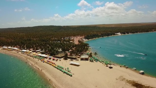 Aerial shot of a summer day in a paradise beach close to Macei&oacute;, Alagoas, Brazil.