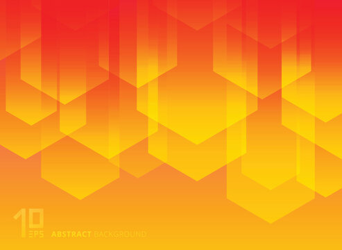 Abstract yellow and red geometric triangles simple shapes with trendy gradients composition background.