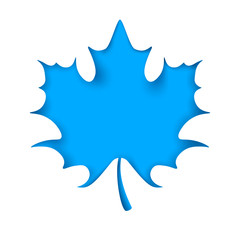 Leaf cut origami, blue background. Vector eps 10