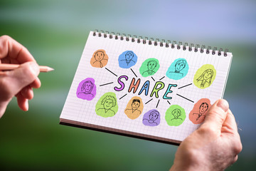 Share concept on a notepad