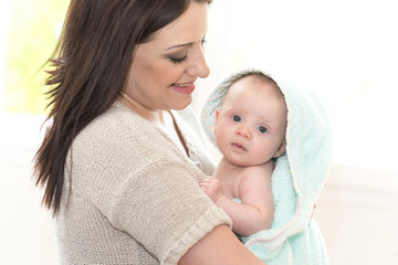 Portrait of mother and baby