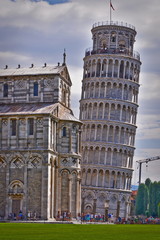 This is a view of Pisa with famous Leaning Tower. August 3, 2018. Pisa, Italy.