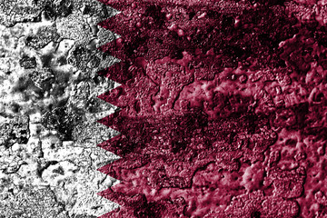 Qatar grunge rusted metal texture flag, rust metal background