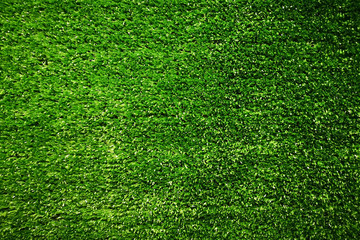 Top​ view​​ green artificial turf background,Empty with copy space for text.