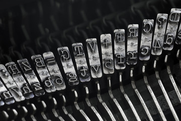 Close up of vintage typewriter letters
