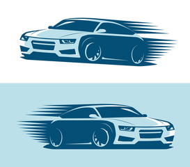 Sports car in motion, logo. Abstract vector art illustration