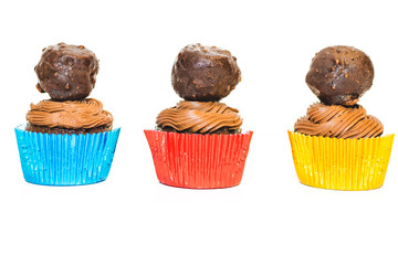 Chocolate cupcakes with hazelnut cream balls