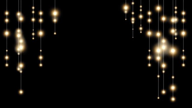 Hanging light strings with glowing lamps. Useful for Christmas or New Year design animation.