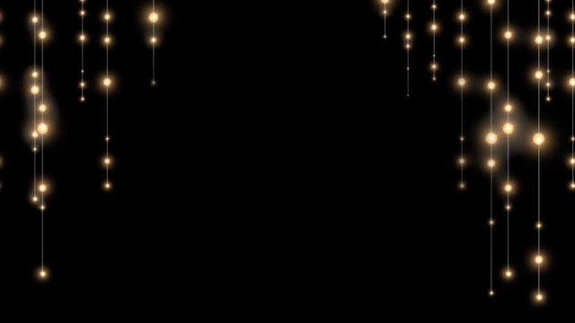 Hanging light strings with glowing lamps. Useful for Christmas or New Year design animation.