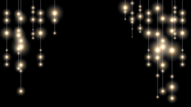 Hanging light strings with glowing lamps. Useful for Christmas or New Year design animation.