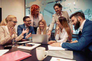 Successful business group working at the office