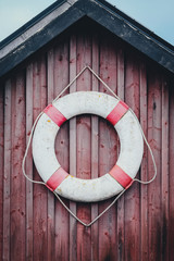 life buoy on wooden background